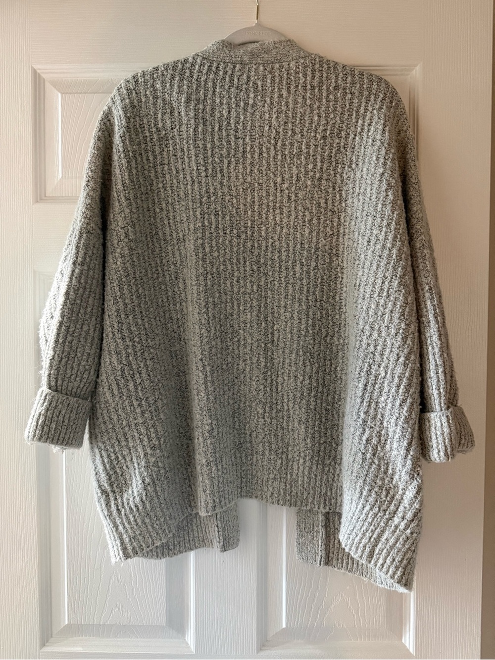 Wool/Cotton Blend Chunky Knit Cardigan - Light Gray XS - Picture 3 of 5